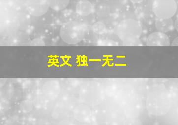 英文 独一无二